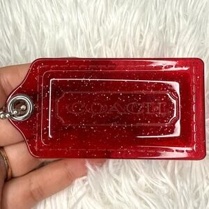 3" COACH Red Poppy Fob Bag Charm Hang tag Hangtag